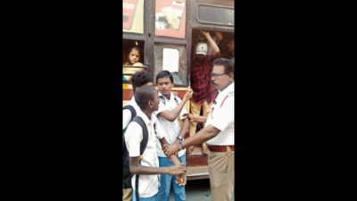 Chennai: Traffic cops pull up students travelling on bus footboards
