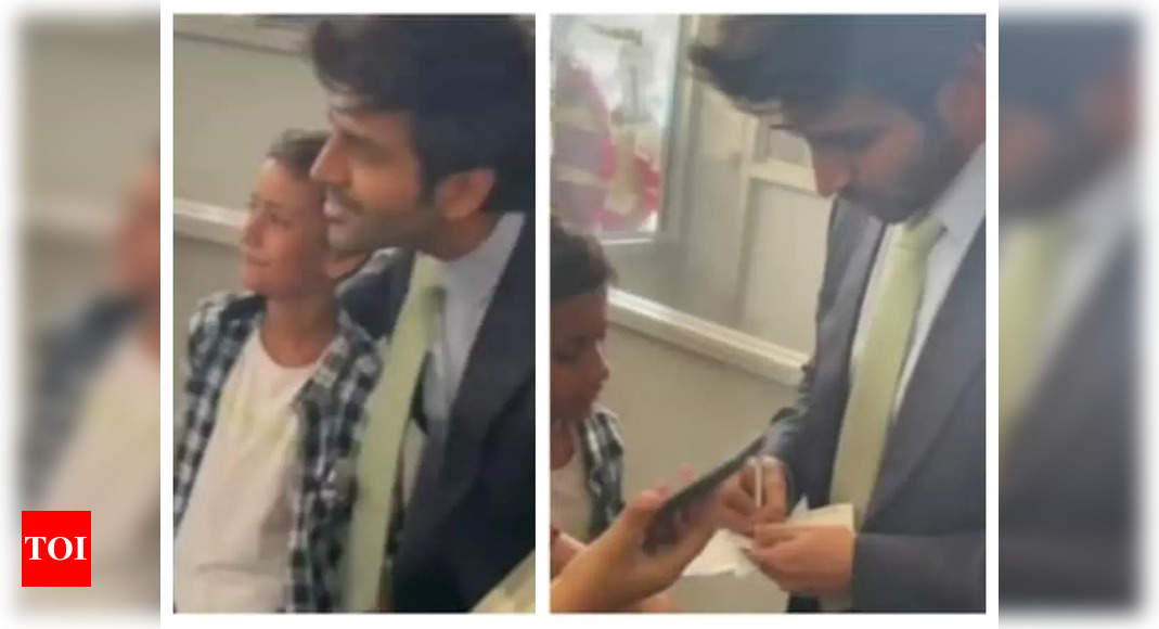 Kartik Aaryan meets a young fan screaming his name at the airport; fans call him ‘kids’ favourite’ – Times of India