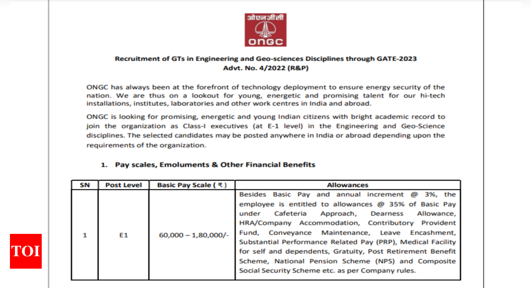 Gate: ONGC Recruitment Of GTs In Engineering And Geo-Sciences ...