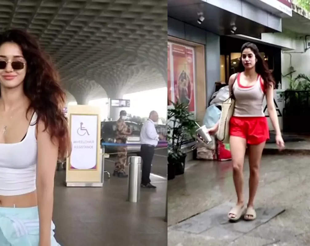 
Disha Patani opts for opted for a tank top paired with powder blue joggers, Janhvi Kapoor gets snapped in a beige tank top and orange shorts
