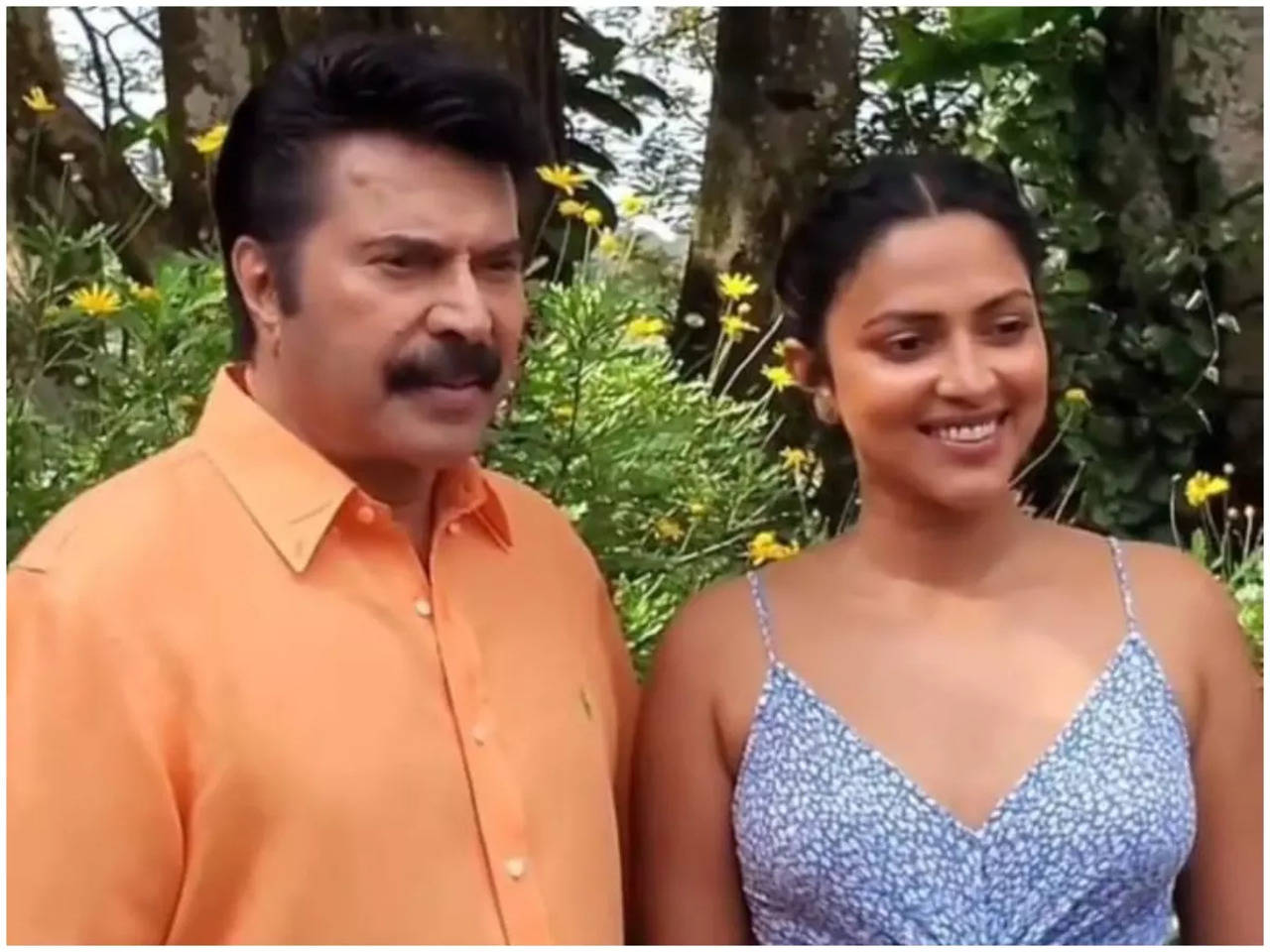 Amala Pauls fan girl moment with Mammootty; Watch the BTS video from Christopher shooting spot Malayalam Movie News photo