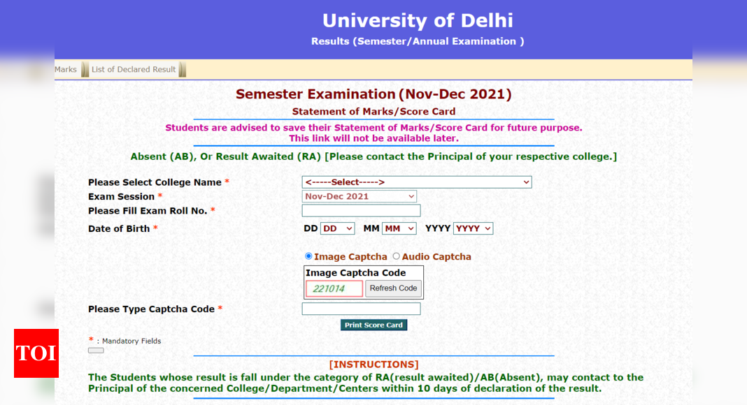 DU SOL Result 2022: Delhi University declared for BA, B.Com and other ...