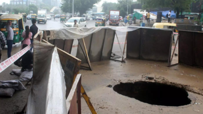 Gurugram: Roads cave in at IFFCO Chowk and 7 other places