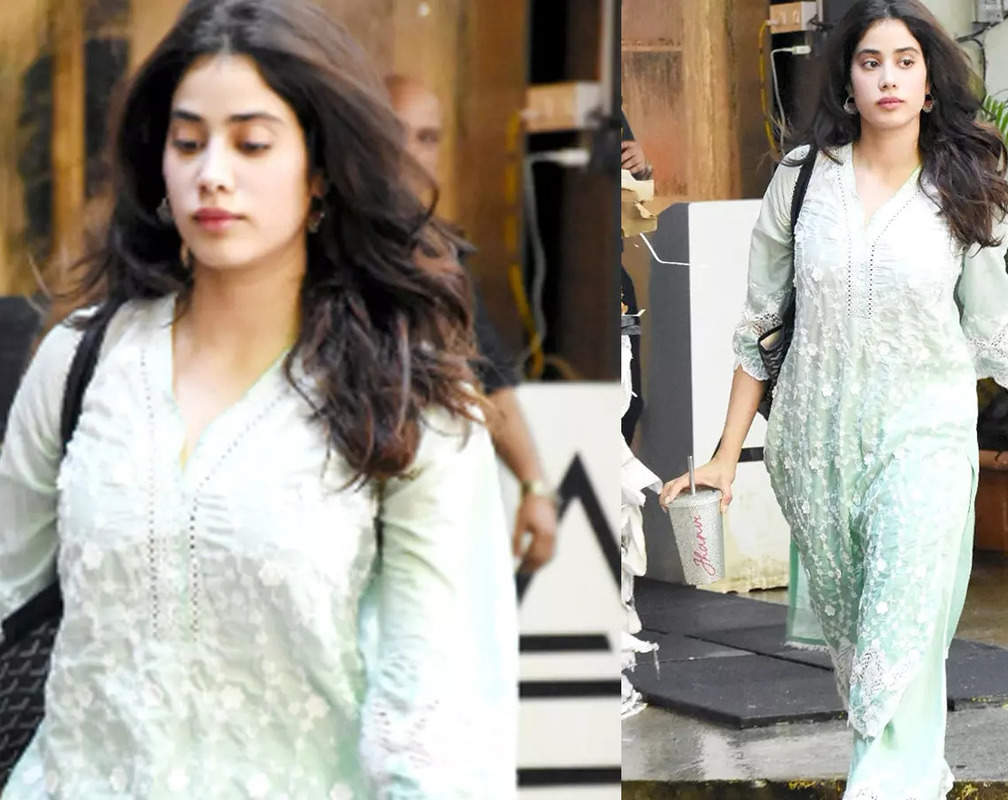 
Janhvi Kapoor ditches her bold gym outfits, gets clicked in green and white salwar kurta outside her gym
