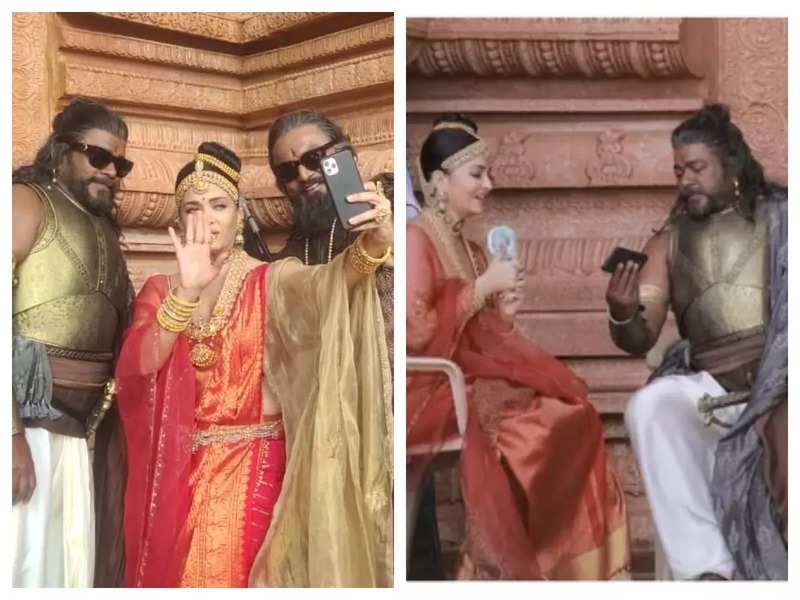 Aishwarya Rai Bachchan takes selfies with co-stars as she hangs out with them in these BTS photos from the sets of 'Ponniyin Selvan I'