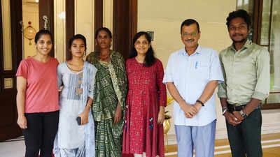 Delhi CM Arvind Kejriwal hosts sanitation worker's family from Gujarat over lunch at his residence