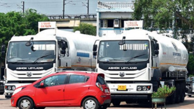 Oxygen on the move: Tankers camp at Delhi Transport Corporation’s Indraprastha depot