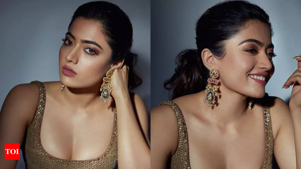 Rashmika Mandanna sets the internet ablaze with her stunning pics in golden  lehenga | Telugu Movie News - Times of India