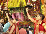 Moradabad: Devotees visit a Ma Kali temple on the first day of Navratri festival...