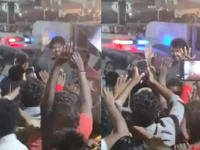 After the lathi charge controversy, Thalapathy Vijay waves at fans while leaving the 'Varisu' shooting spot