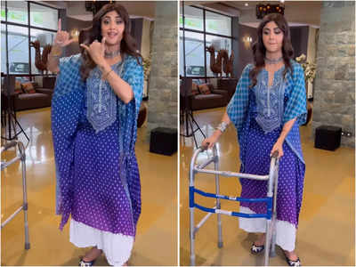 Shilpa Shetty Kundra dances Falguni Pathak’s song Vasaladi despite an injured leg