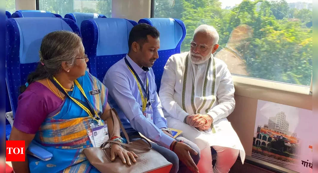 Noise inside Vande Bharat train 100x less than that in airplane: PM Modi | India News – Times of India
