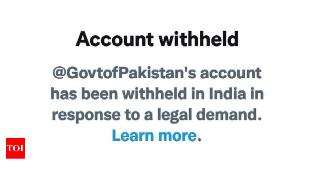 Pakistan government’s Twitter account withheld in India, again | India News – Times of India