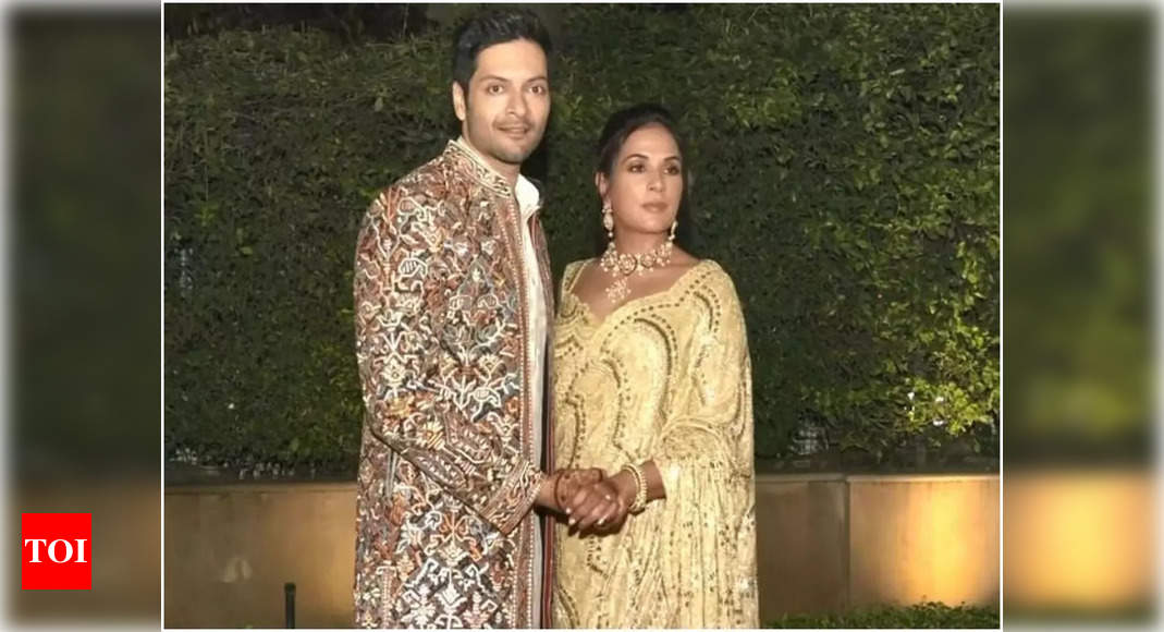 Ali Fazal Richa Chadha Dazzle In Traditional Attire At Their Pre Wedding Cocktail Party Hindi