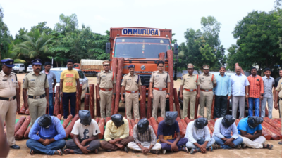 Andhra Pradesh: Red sanders logs worth Rs 1.2 crore seized in Chittoor