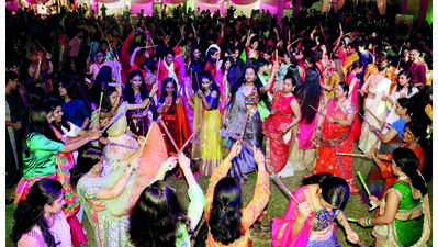 Festivity in air: City residents swing to Dandiya, Garba beats
