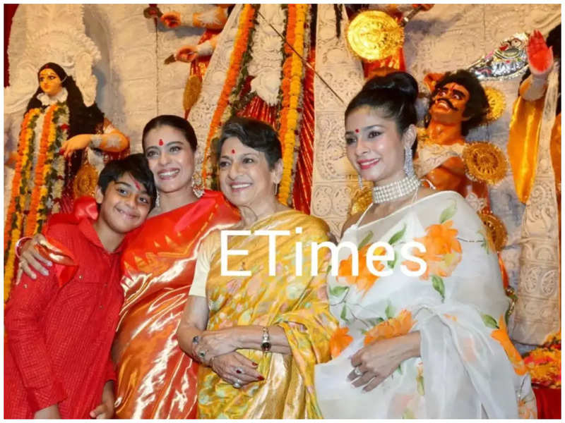 Kajol, Tanishaa Mukherjee, Sumana Chakravarty look elegant in traditional attires at Durga Puja celebrations