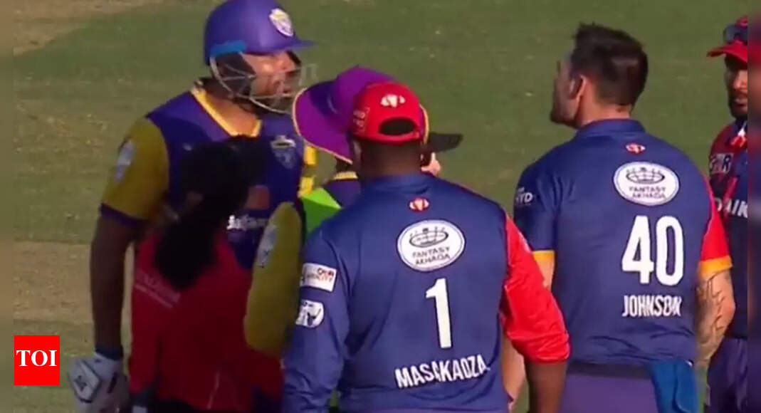 Legends League Cricket: Yusuf Pathan, Mitchell Johnson engage in ugly fight | Cricket News – Times of India