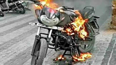 Telangana: Man riding on wrong side sets bike ablaze