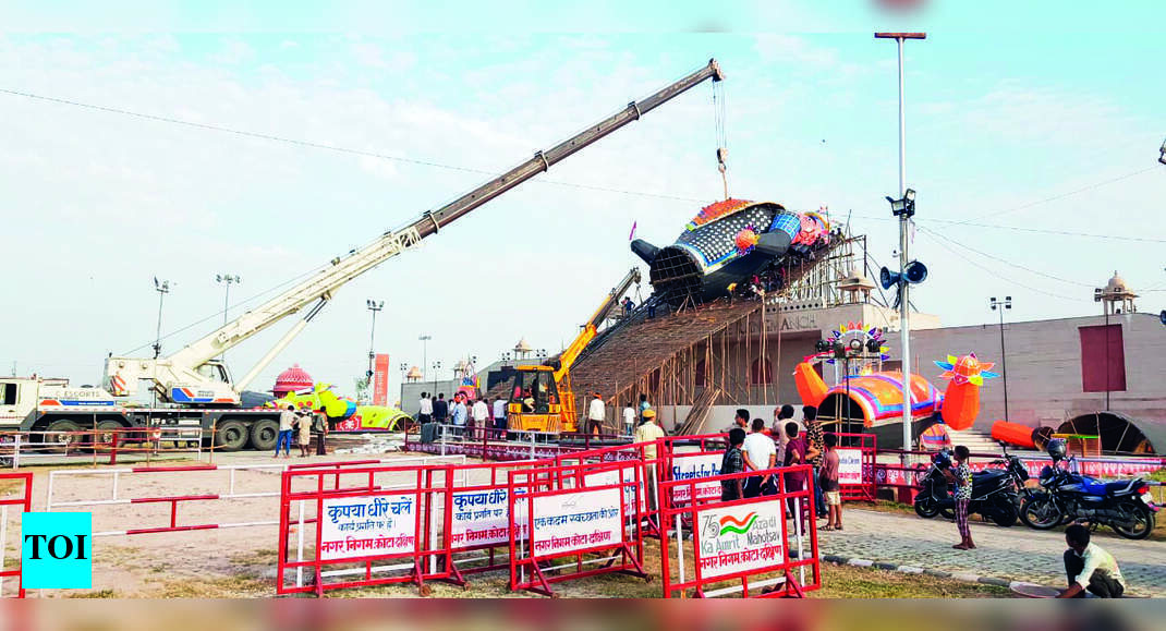 Kota’s 75ft Tall 3d Ravan Effigy To Be Burnt Step By Step With Remote ...