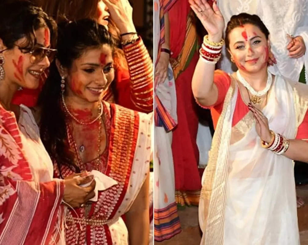 
Rani Mukerji, Kajol, Sumona Chakraborty, Tanishaa Mukerji look ethereal as they enjoy Sindoor Khela celebrations at Durga pandal
