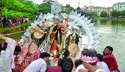 Durga idols immersed in state with fanfare