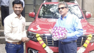 Anand Mahindra takes delivery of Mahindra Scorpio-N, asks netizens to recommend a name