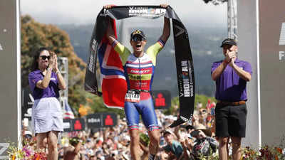 Norway's Gustav Iden wins Ironman World Championship in record time