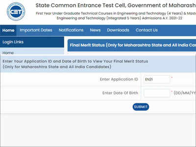 MHT CET Merit List 2022: CET Final Merit List For B.Tech/BE Declared On ...