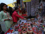 New Delhi: Women buy bangles and other stuff on the eve of Karwa Chauth festival, in New Delhi on Wednesday, Oct. 12, 2022. (Photo: Wasim Sarvar/IANS)