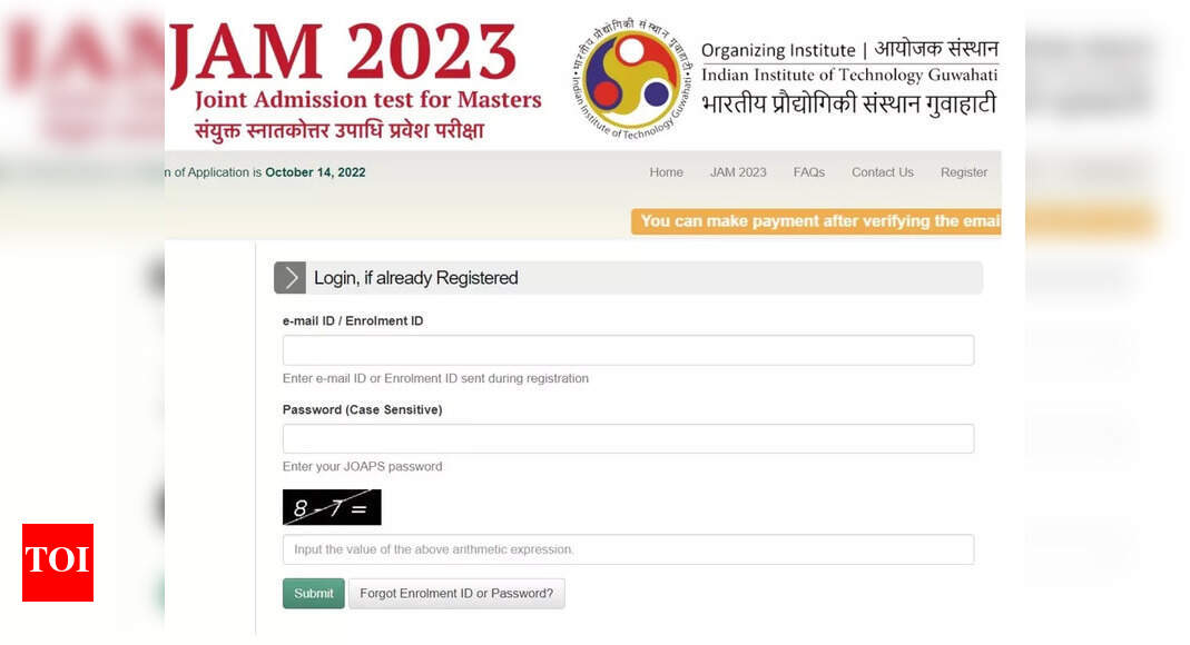 IIT JAM Registration 2022 JAM application process ends today, apply on