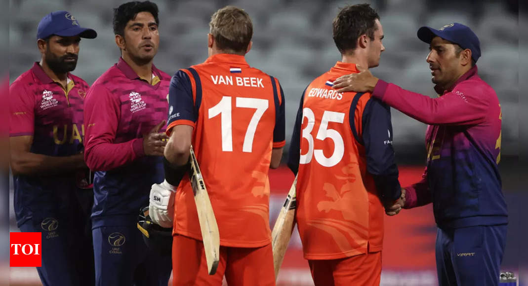 T20 World Cup: Netherlands edge UAE by 3 wickets in a low-scoring thriller | Cricket News – Times of India