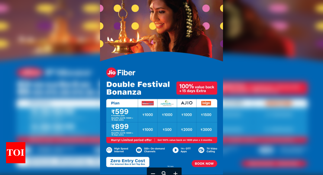 Reliance Jio Fiber double festival bonanza offer gives users extra validity and free gifts worth Rs 6,500 with these plans – Times of India
