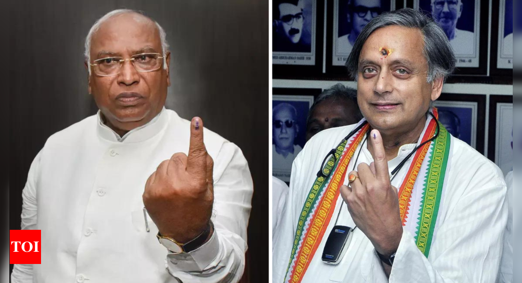 Kharge or Tharoor? Stage set for Congress to announce new party president tomorrow | India News – Times of India
