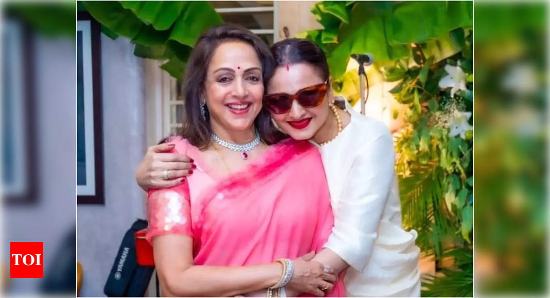 Hema Malini drops a happy photo with Rekha from her 74th birthday ...