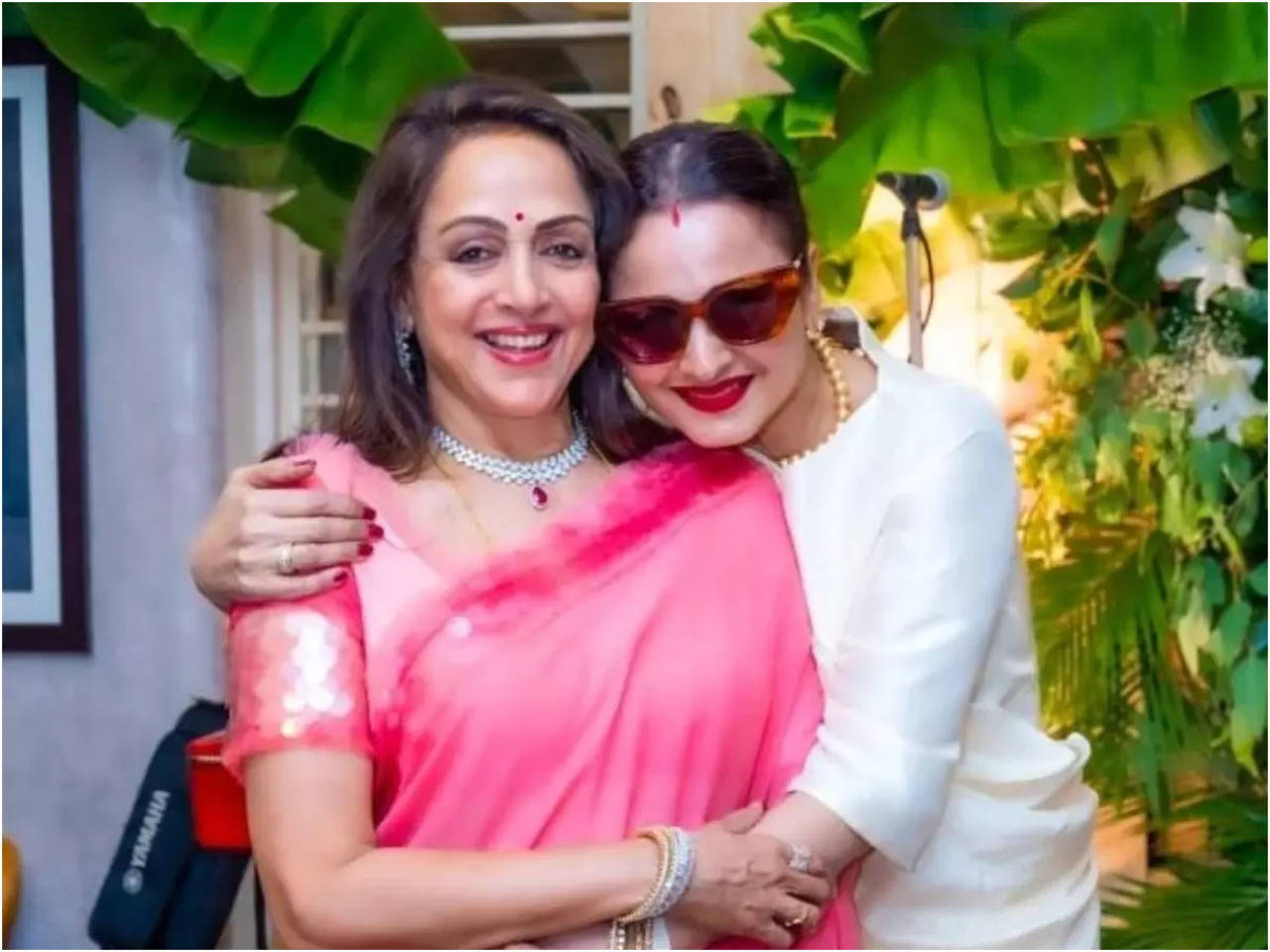 Hema Malini drops a happy photo with Rekha from her 74th birthday Hindi Movie News