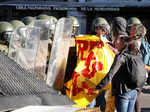 Demonstrations on the third anniversary of the protests and riots that rocked the country, in Valparaiso