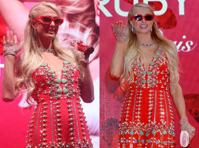 Paris Hilton wears Indian designer during her visit to India