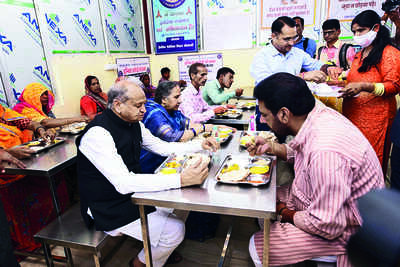 CM Ashok Gehlot eats at Indira Rasoi in Jaipur, checks quality of food