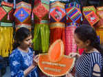 Thane: Women shop at a market ahead of the Diwali festival, in Thane. (PTI Photo...