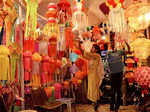 Nagpur, Oct 21 (ANI): Colourful lanterns on display for sale ahead of the Diwali...