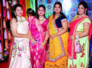 Ladies dance to the dandiya tunes