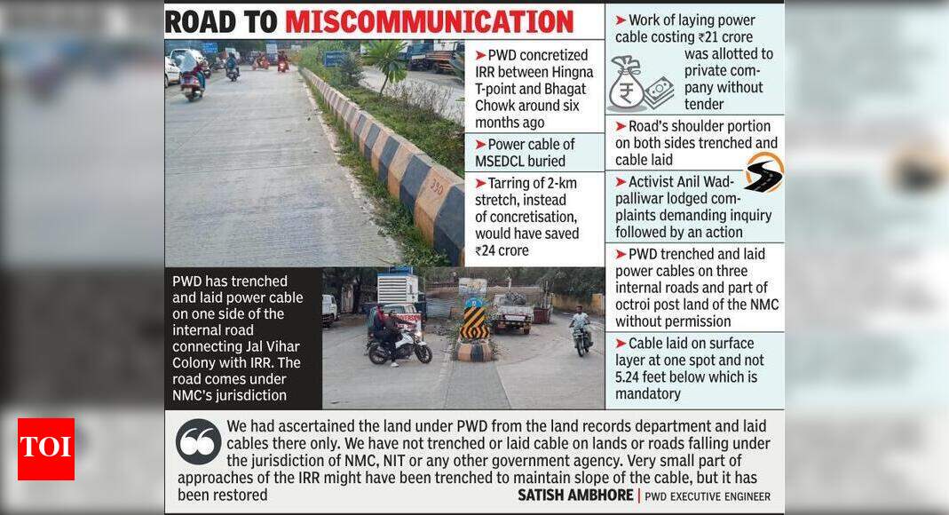 PWD trenches roads, lays power cable without NMC’s permission | Nagpur ...
