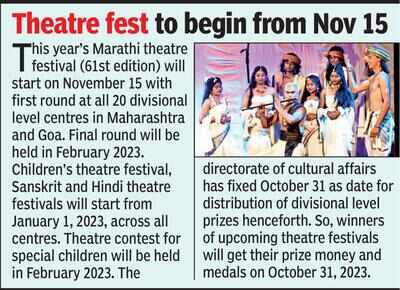 Theatre fest winners of last 2 years to get their awards on Oct 31
