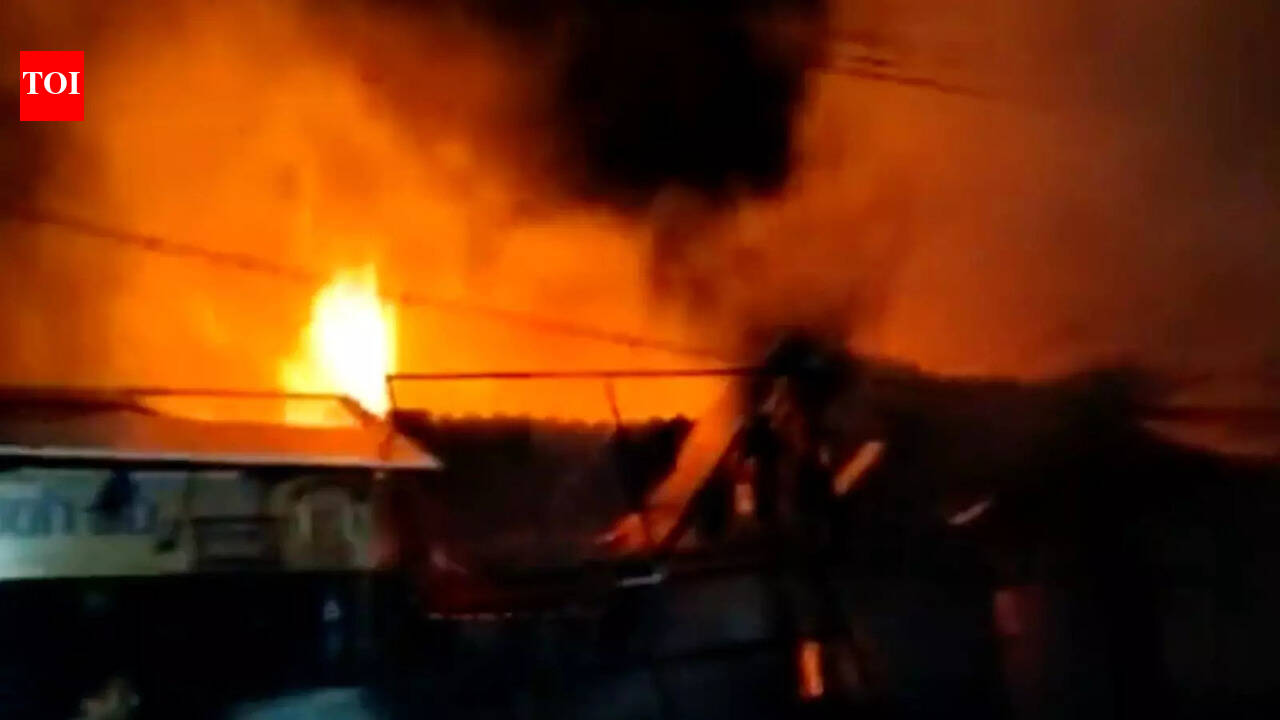 Andhra Pradesh: Massive fire breaks out at firecracker shop in Vijayawada