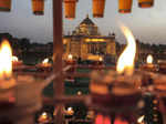 Gandhinagar: Akshardham temple on the eve of the Diwali festival, in Gandhinagar...