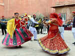 Bikaner, Oct 23 (ANI): Rajasthani folk artists perform during the Diwali festiva...