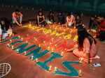 Lucknow, Oct 23 (ANI): Sportsperson make rangoli for the upcoming Diwali festiva...