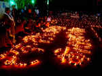 Jabalpur, Oct 23 (ANI): People light earthen lamps as part of the Diwali festiva...