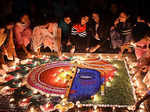 Guwahati:Girls make a Rangoli on the occasion of Diwali Festival at Cotton University Hostel in Guwahati On Oct 24,2022.(Photo: Anuwar hazarika/IANS)